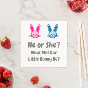 Little Bunny Gender Reveal Napkin