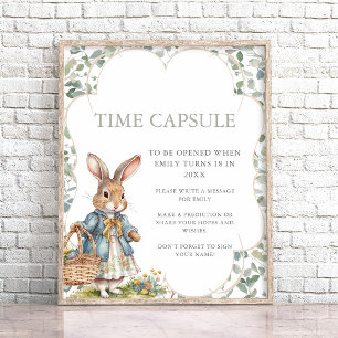 Little Bunny Girl's First Birthday Time Capsule Poster