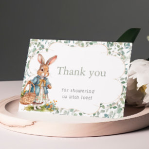 Little Bunny Greenery Girl Baby Shower Thank You Card