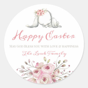 Little Bunny Happy Easter Classic Round Sticker