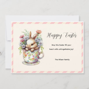 Little Bunny in a Floral Teacup Card