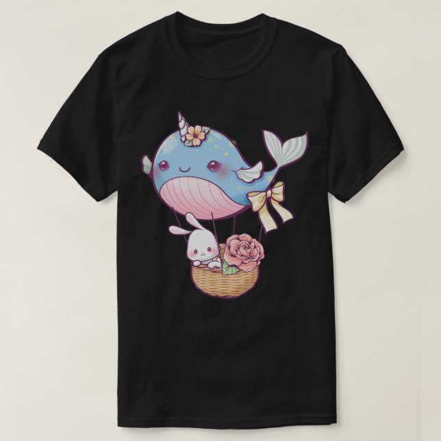 Little bunny in a whale balloon T-Shirt (Design Front)