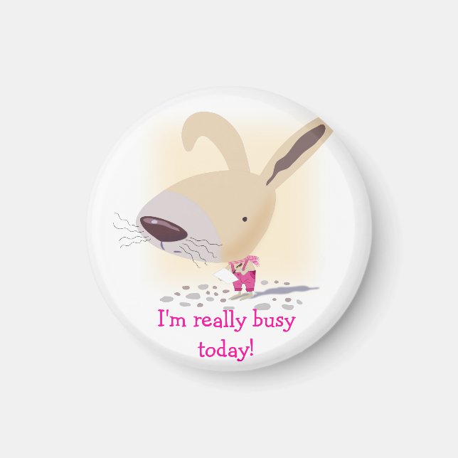 Little Bunny In Pink Pants Custom Round Magnet (Front)