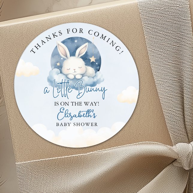 Little Bunny is on the way Baby Shower  Classic Round Sticker (Creator Uploaded)