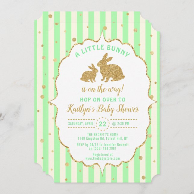Little Bunny Neutral Easter Baby Shower Invitation (Front/Back)