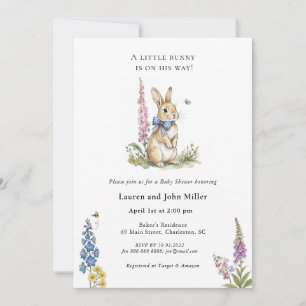 Little bunny on the way Baby boy Baby Shower  Invitation