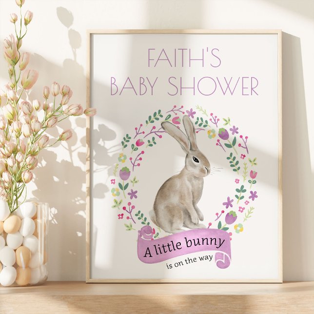Little Bunny Personalised Spring Baby Shower  Poster (Easter Rabbit Welcome Sign from my Little Bunny & Little Lamb Baby Shower collection)