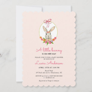 Little Bunny Pink Girl Baby Shower Invitation