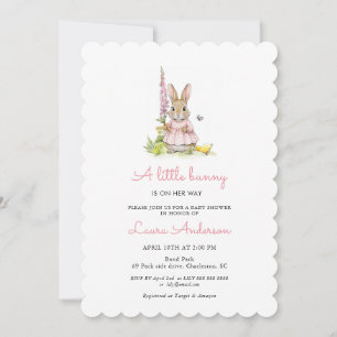 Little Bunny Pink Girl Baby Shower Invitation