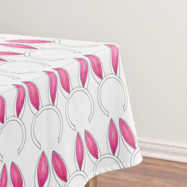 Little Bunny Pink Rabbit Ears Baby Shower Easter Tablecloth (In Situ)