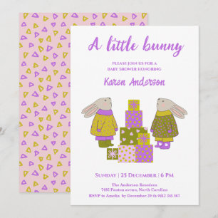 Little Bunny Presents Birthday Baby Shower   Invitation