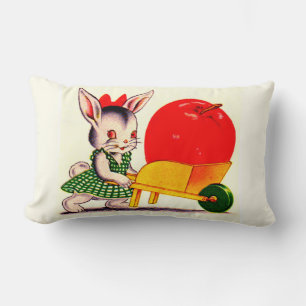 little bunny pushing cart with great big apple lumbar cushion