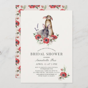 Little Bunny Red Anemone Virtual Bridal Shower Invitation