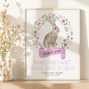 Little Bunny Spring Baby Shower Favour Table Poster