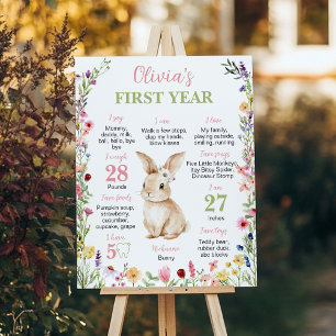 Little Bunny Wildflower Birthday Milestone Sign