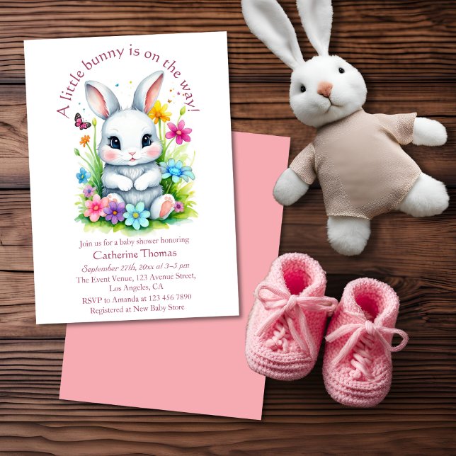 Little Bunny Wildflower Garden Easter Baby Shower Invitation (Creator Uploaded)