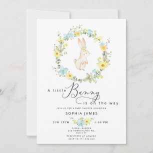 Little Bunny wildflowers baby shower Invitation