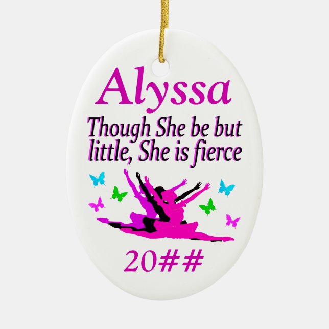 LITTLE BUT FIERCE PERSONALIZED BALLERINA ORNAMENT (Front)