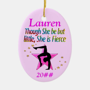 LITTLE BUT FIERCE PERSONALIZED GYMNAST ORNAMENT