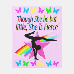 LITTLE BUT FIERCE RAINBOW GYMNASTICS DESIGN FLEECE BLANKET