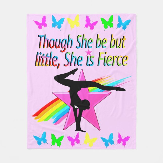 LITTLE BUT FIERCE RAINBOW GYMNASTICS DESIGN FLEECE BLANKET (Front)