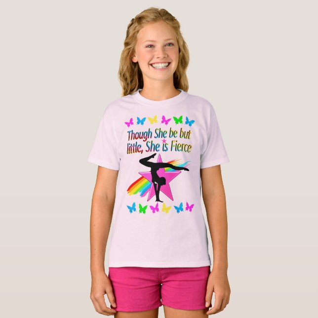 LITTLE BUT FIERCE RAINBOW GYMNASTICS DESIGN T-Shirt (Front Full)