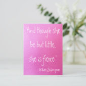 Little but Fierce Shakespeare Quote Postcard (Standing Front)