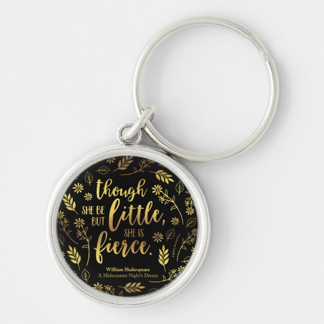 Little But Fierce William Shakespeare Gold Key Ring (Front)