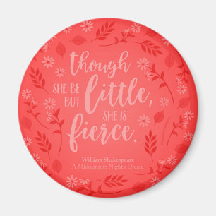 Little But Fierce William Shakespeare Red Floral Magnet