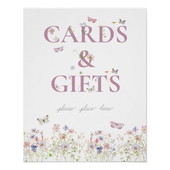 Little Butterfly 1st Birthday Cards and Gifts Sign (Front)