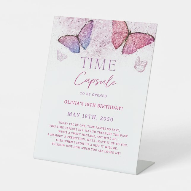 Little Butterfly 1st Birthday Time Capsule Sign (Front)