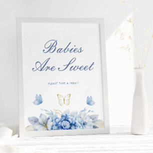 Little Butterfly Babies Are Sweet Boy Baby Shower Poster