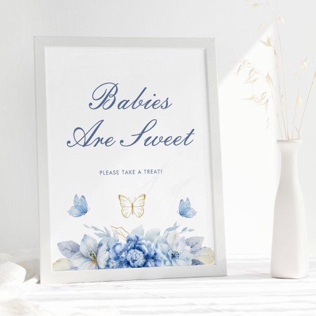 Little Butterfly Babies Are Sweet Boy Baby Shower Poster (Creator Uploaded)