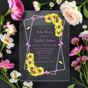 Little Butterfly Baby Shower Acrylic Invitations