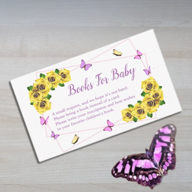 Little Butterfly Baby Shower Books For Baby Enclosure Card (Creator Uploaded)