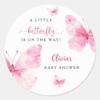 Little Butterfly Baby Shower Classic Round Sticker