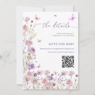 Little Butterfly Baby Shower Details Card