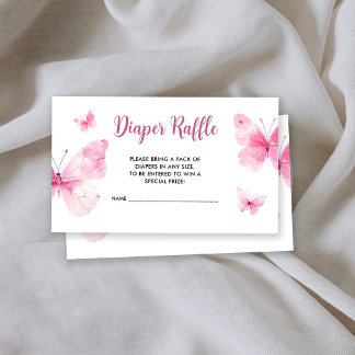 Little Butterfly Baby Shower Diaper Raffle Enclosure Card