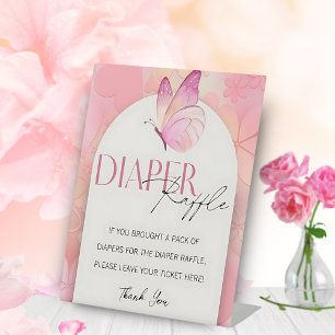 Little Butterfly Baby Shower Diaper Raffle SIgn