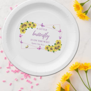 Little Butterfly Baby Shower Paper Plate