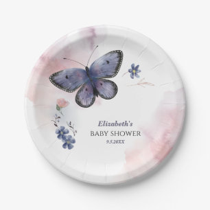Little Butterfly Baby Shower Paper Plate