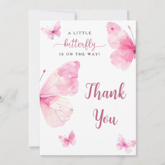 Little Butterfly Baby Shower Thank You Card