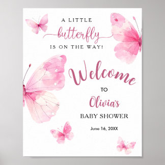 Little Butterfly Baby Shower Welcome Poster
