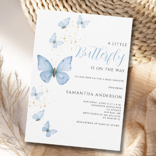 Little Butterfly Blue Boy Baby Shower  Invitation