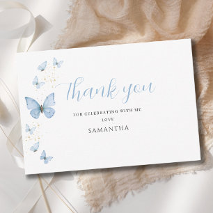 Little Butterfly Blue Boy Baby Shower Thank You Card