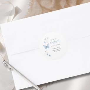 Little Butterfly Blue Boy Watercolor Baby Shower  Classic Round Sticker