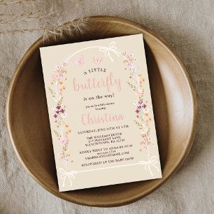Little Butterfly Boho Wildflower Baby Shower Invitation
