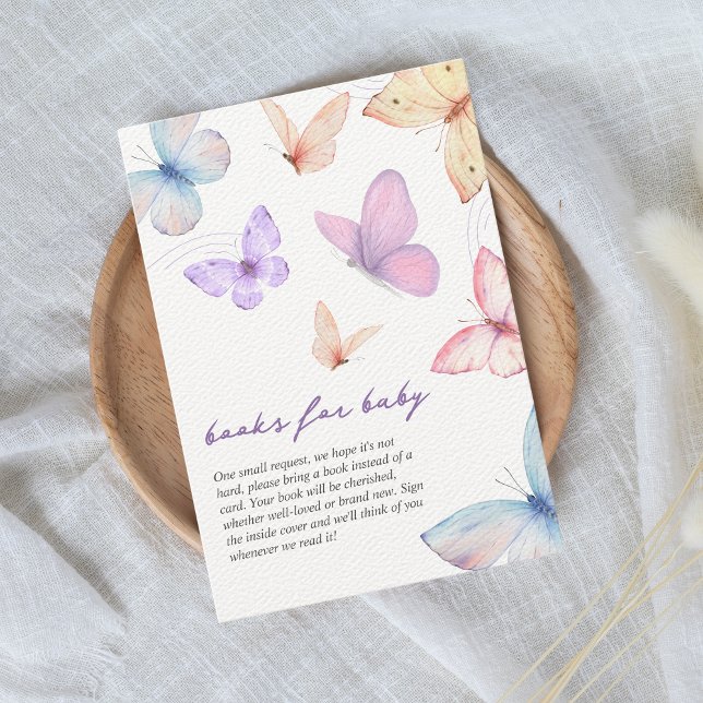 Little butterfly Books for Baby Shower Enclosure Card (books for baby butterfly baby shower)