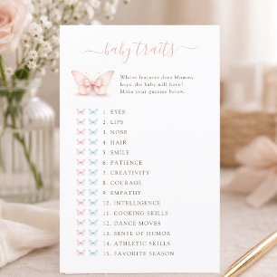Little Butterfly Bow Shower Baby Traits Game