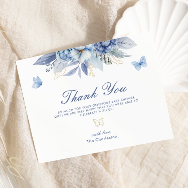 Little Butterfly Boy Baby Shower Thank You Card (Creator Uploaded)